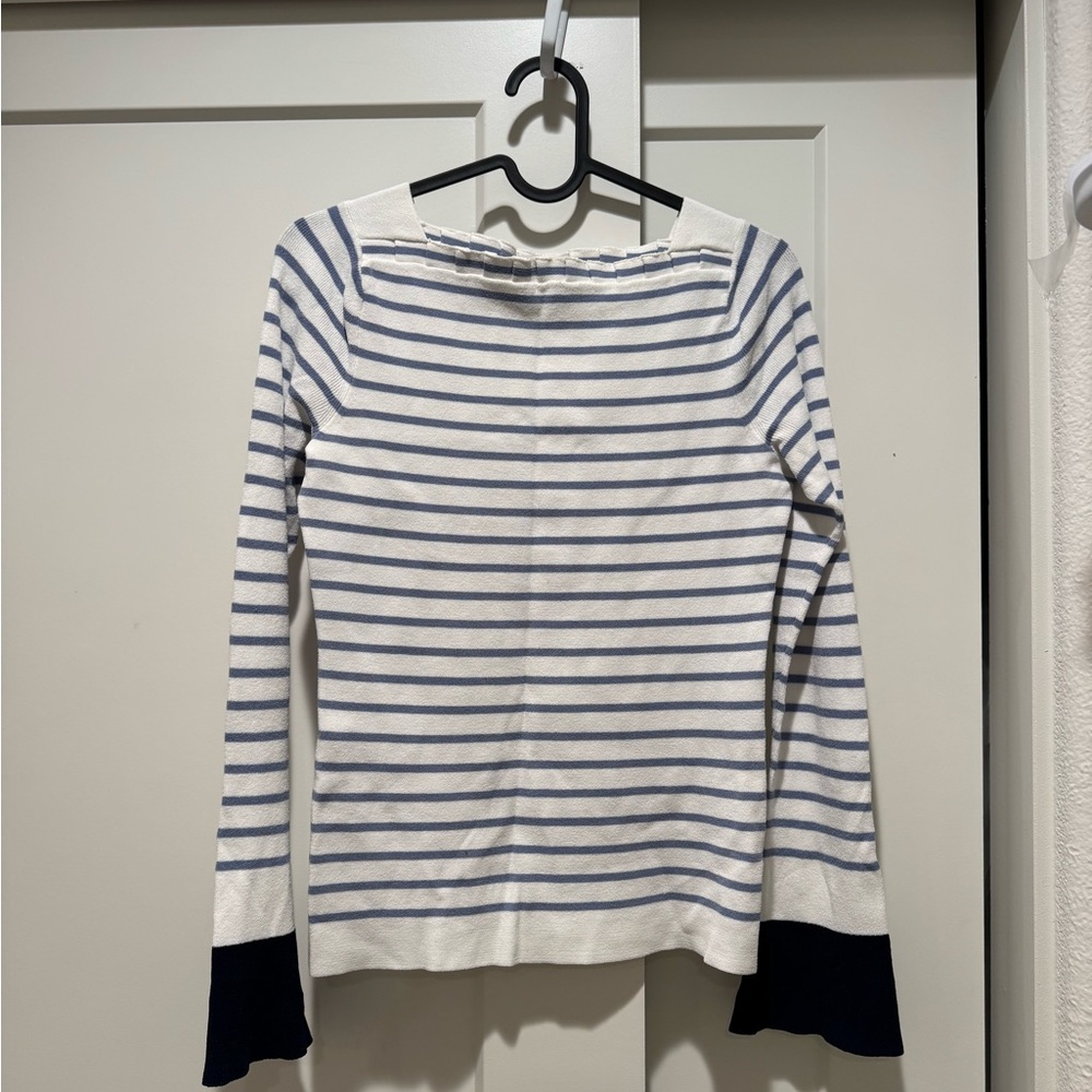 Club Monaco White and Blue Striped Sweater